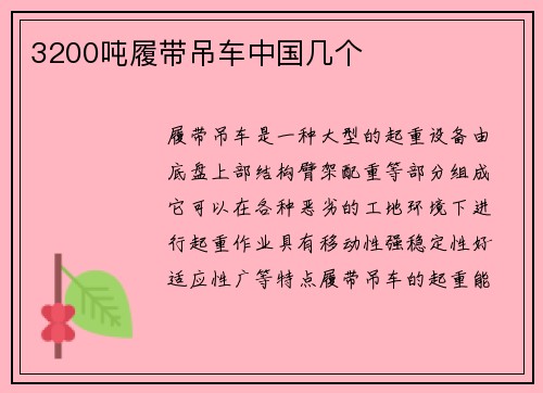 3200吨履带吊车中国几个